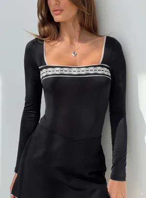 Active Luxury Keating Long Sleeve Bodysuit Black