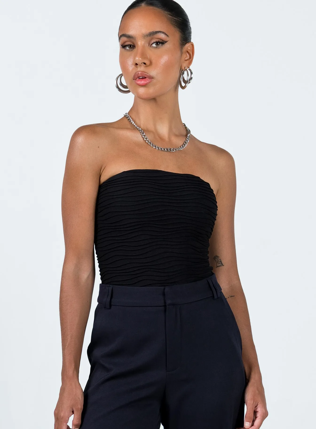 Fresh Student Makena Strapless Bodysuit Black