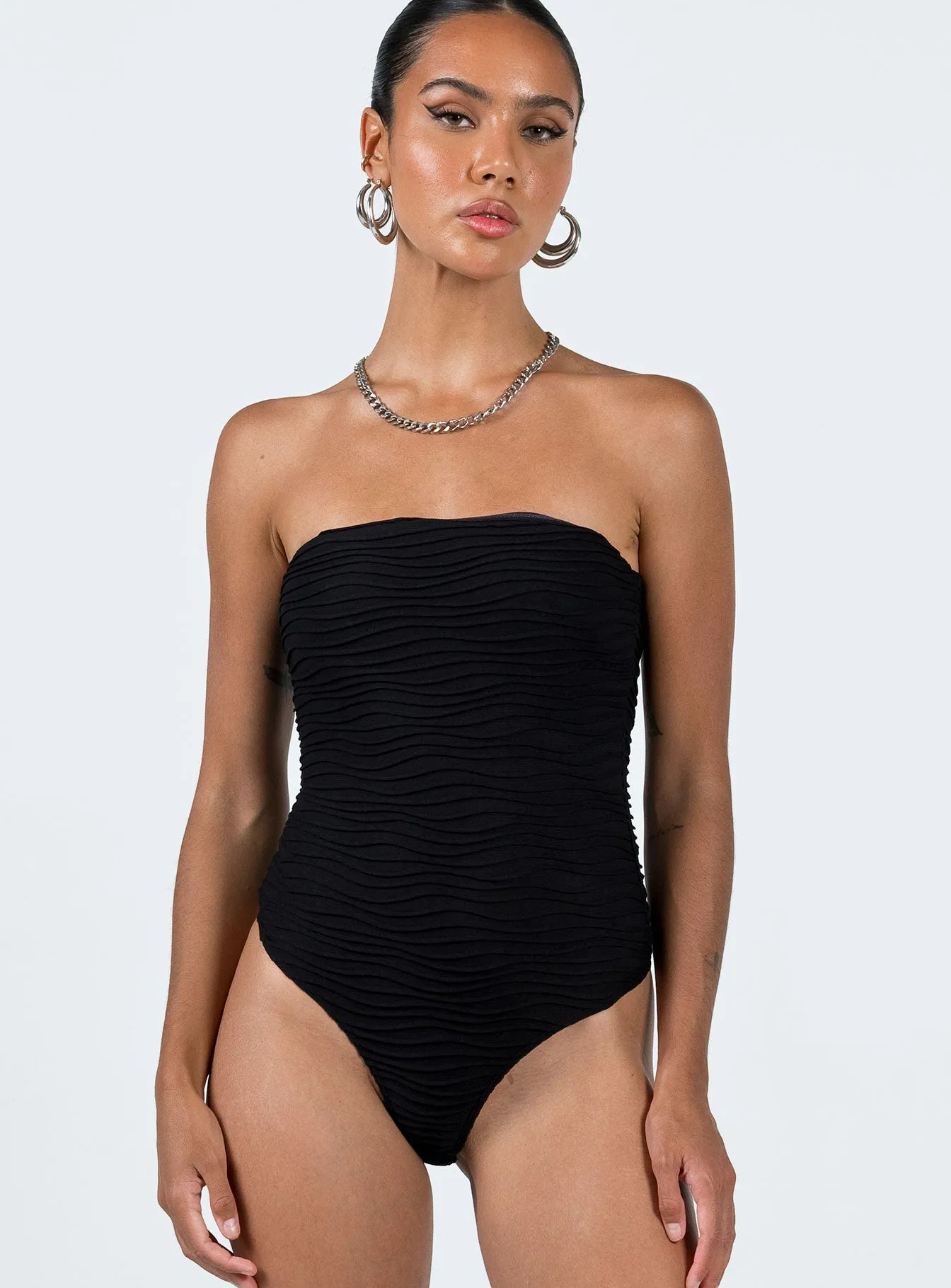 Makena Strapless Bodysuit Black Weekend Natural