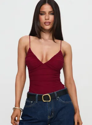 Merril Bodysuit Maroon Sharp Neutral Retro Model