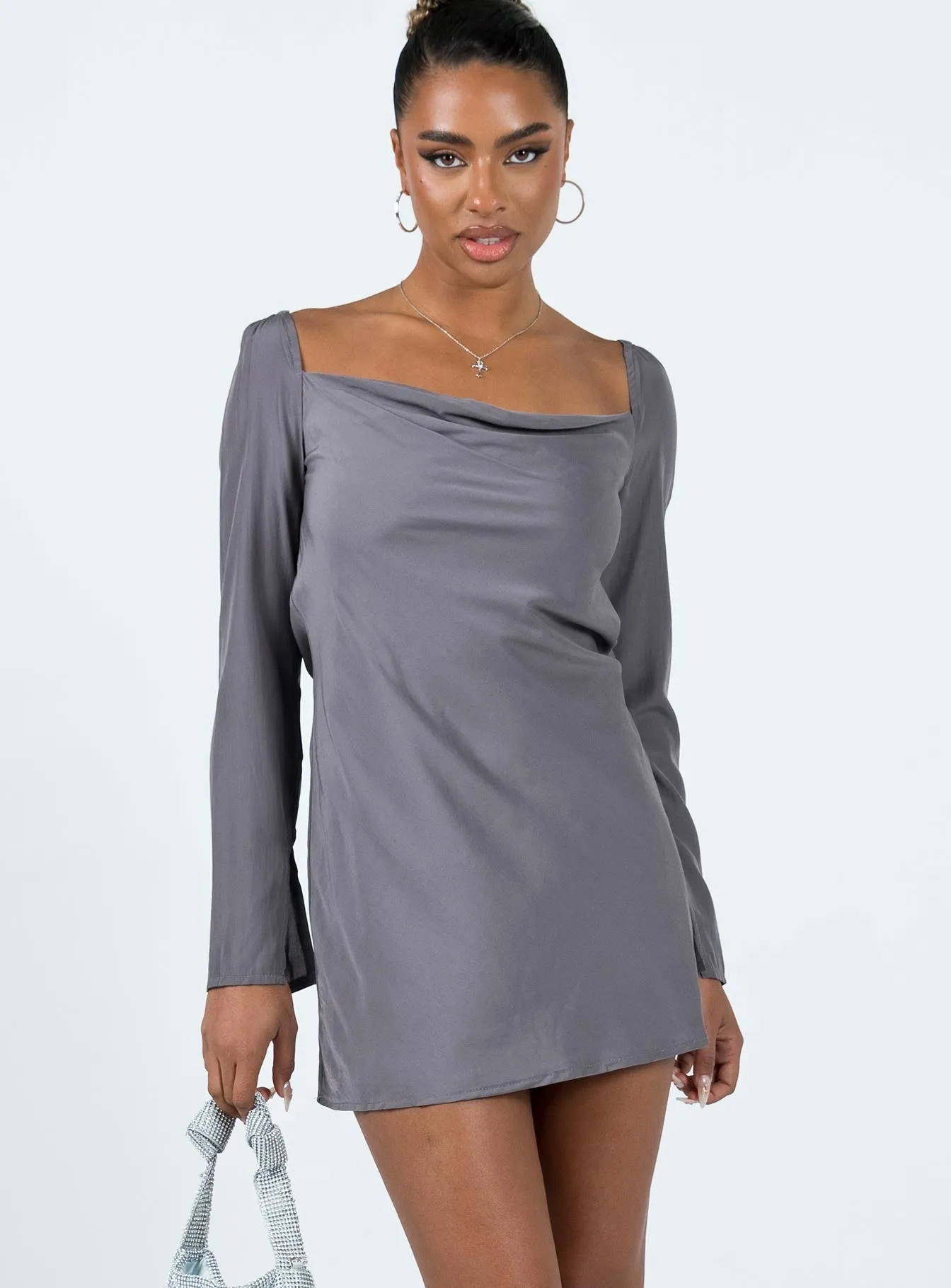 Star Power Mini Dress Slate Casual Fit Look High Thread Count Cotton