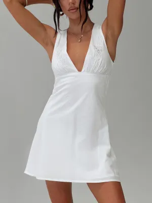 Abagail Embroidered Mini Dress White Flattering mini dress for all shapes