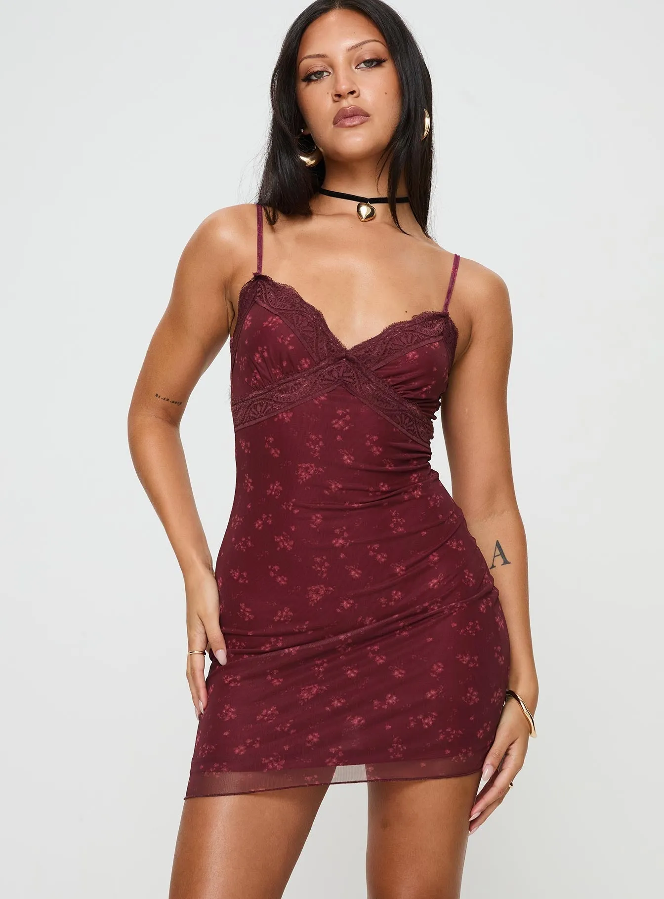 Invisible Zipper Closure Elastic cuffs Bartram Mini Dress Red
