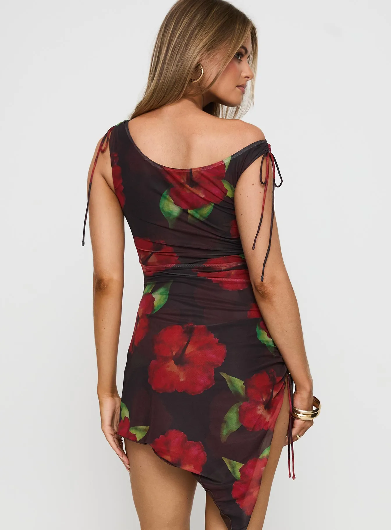 Casual Chic Wear Harmonie One Shoulder Mini Dress Brown / Red