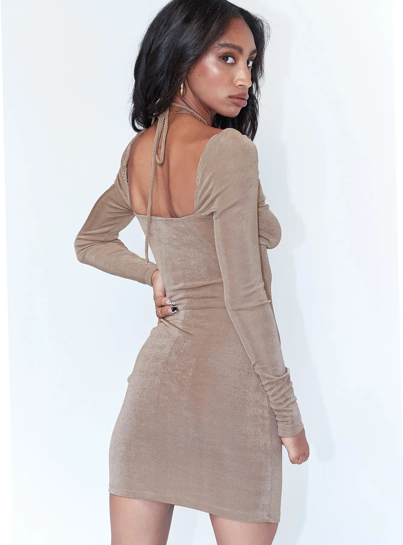 Stage Hot Bold color mini Sierra Mini Dress Brown