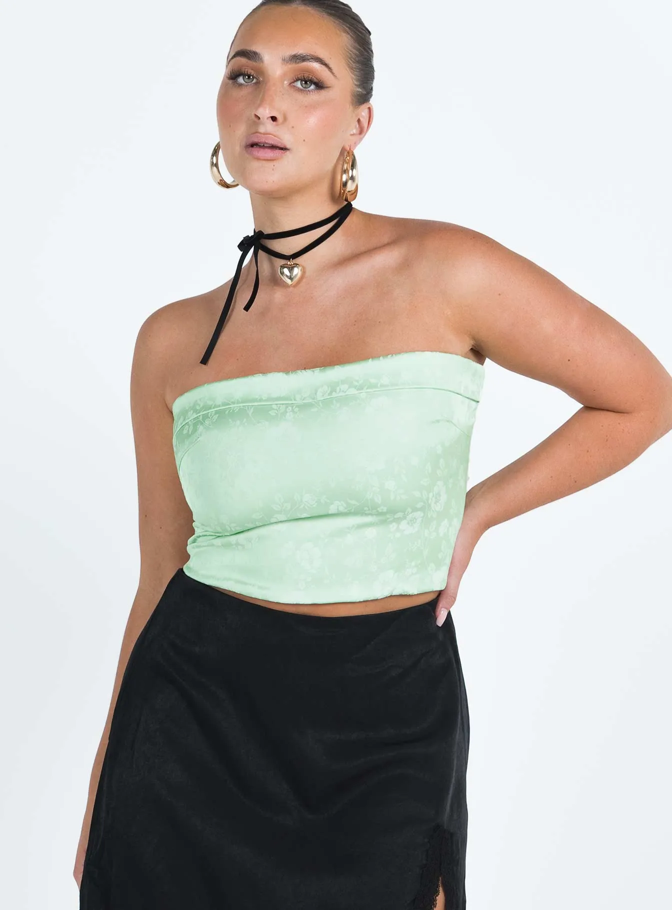 Essen Strapless Top Green MicrofiberTech Fashionable Fit