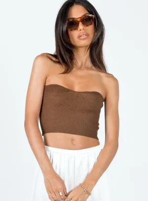 Alima Strapless Top Brown AntiPillingTreatment Stretchable Blend