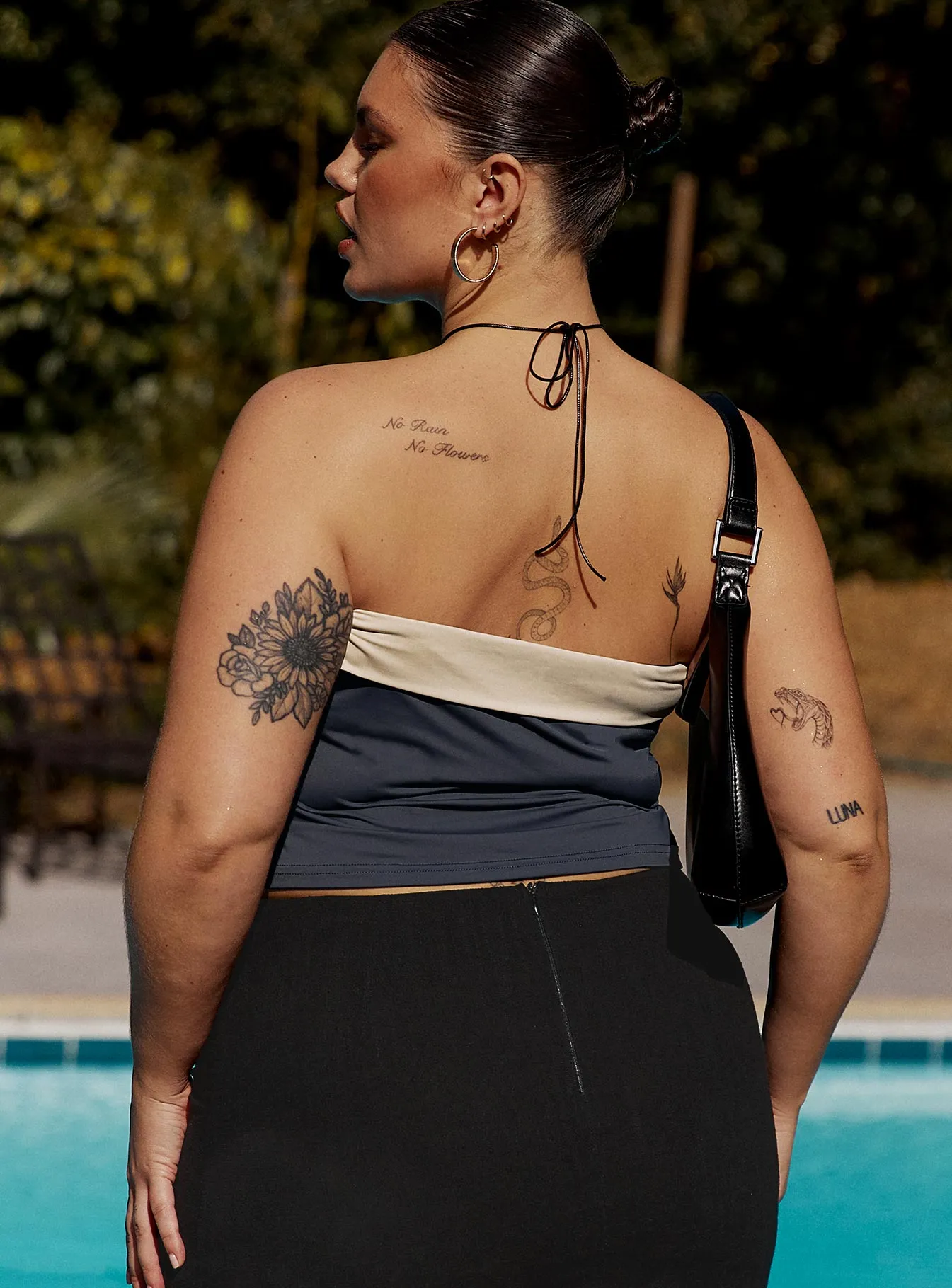 Miko Tube Top Slate Curve Minimalist Silhouette Cut
