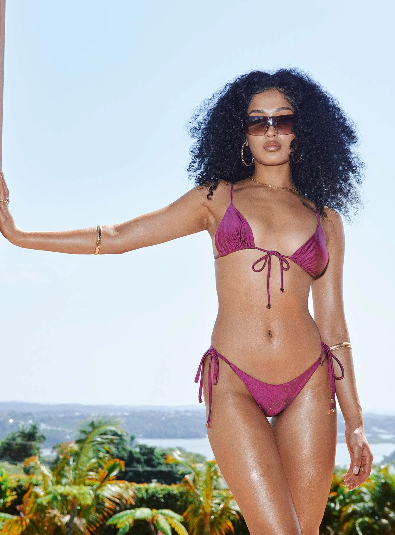Glora Tie Side Bikini Bottom Mauve Flexible Back Closure Non Irritating Tags
