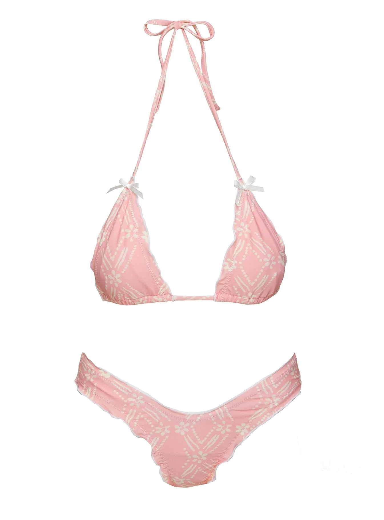 Compression Fit Lining Supportive Cradle Design Kathrine High Cut Frill Bikini Bottoms Baby Pink