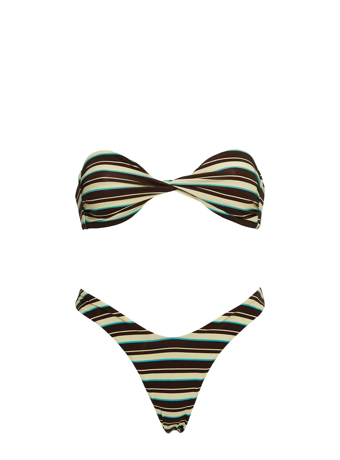 Flat Lock Stitching Tamrali Bikini Bottoms Brown Stripe