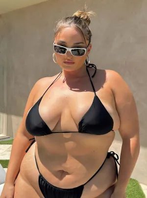Jenner Eco Nylon Bikini Top Black Curve Double Layered Cups