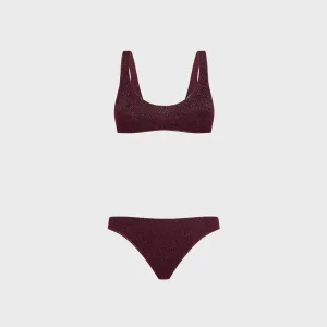 Oseree Lumiere Sporty Set - Burgundy No Ride Up Design Cool Touch Fabric