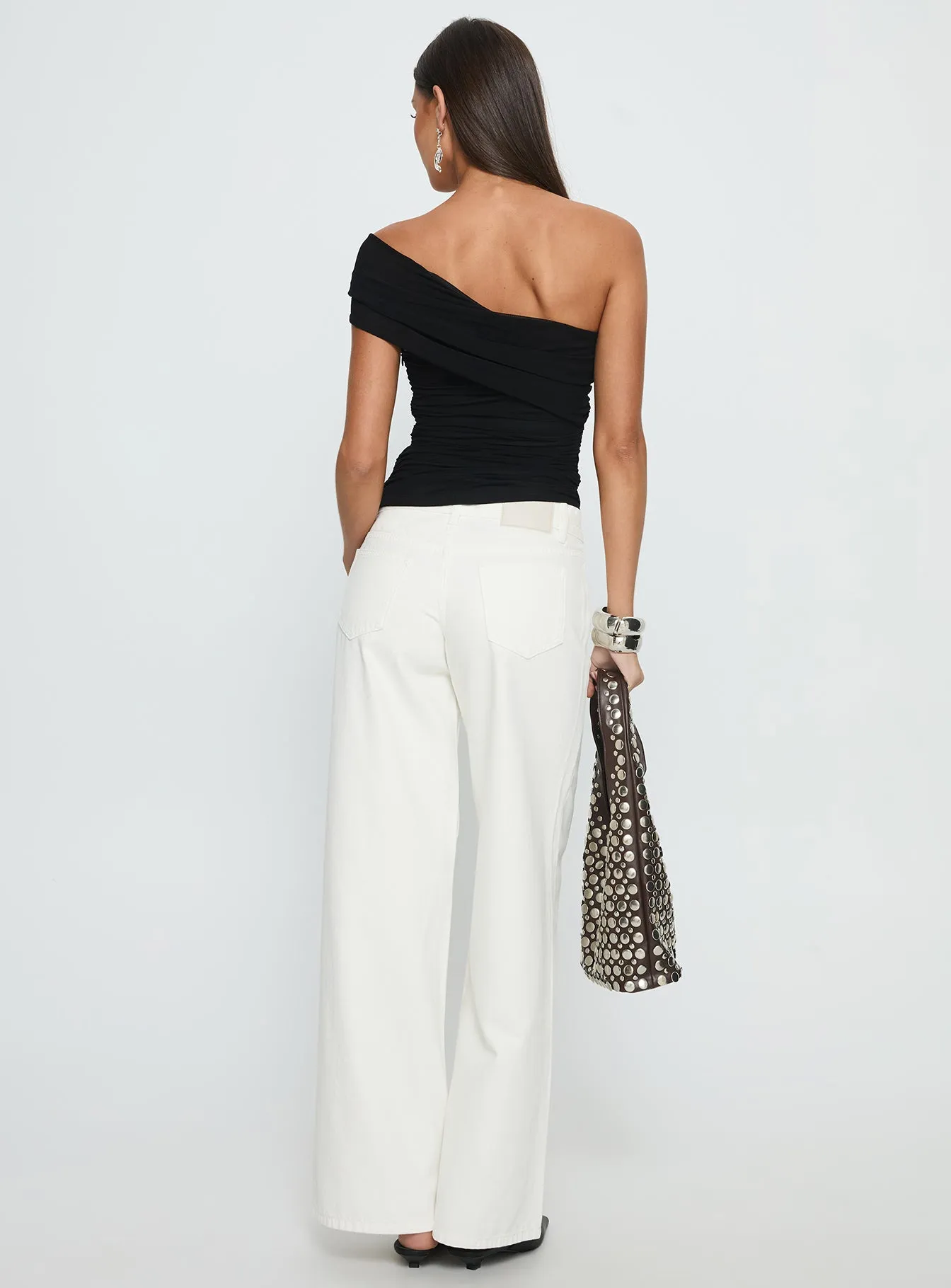 Catiana Low Rise Jeans White Softened Seams Base Layer