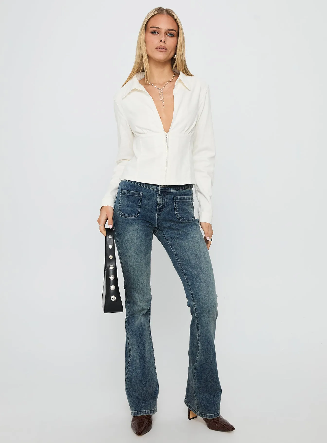 High Tide High Rise Bootleg Jeans Blue Stretch Free Fit All Fit Style
