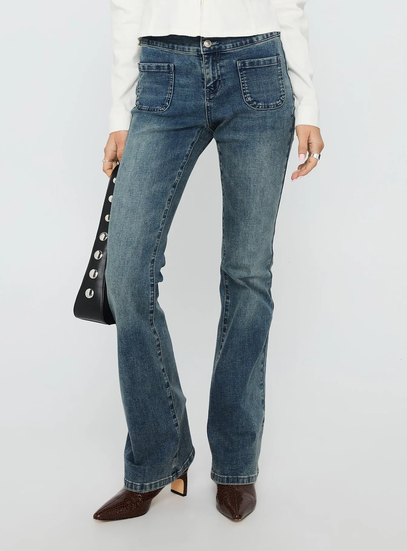 High Tide High Rise Bootleg Jeans Blue Easy Pairing Spring Mood Affordable
