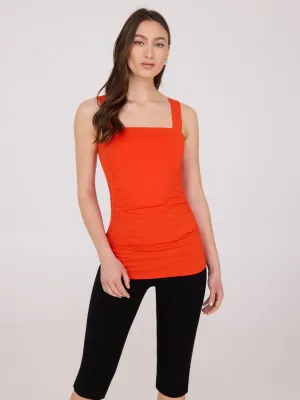 Thick Strap Shirred Tank Top Clean Cut StainlessZippers