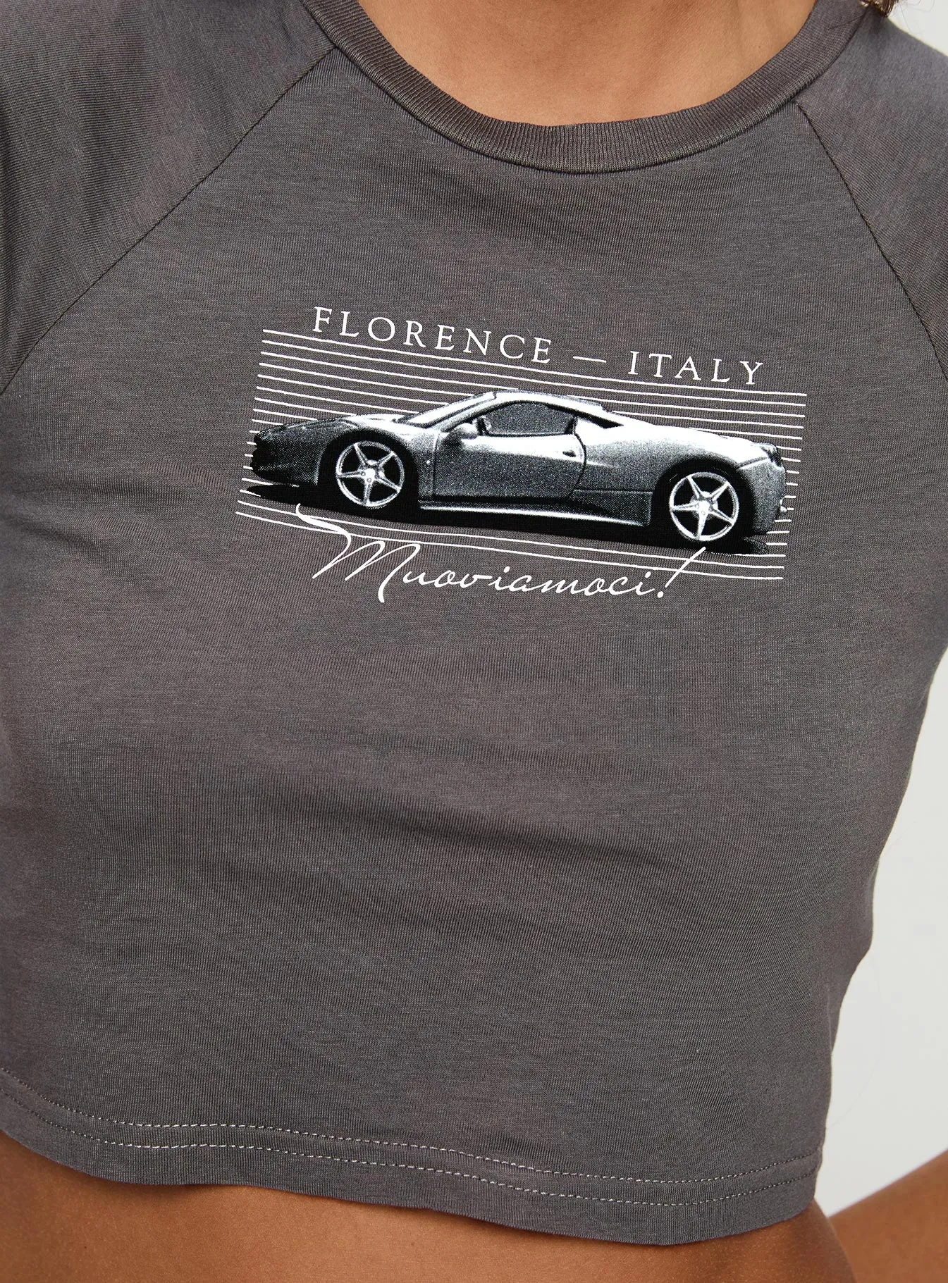 Racing Florence Baby Tee Black Trendy Wearable Trendy Vibes Wear