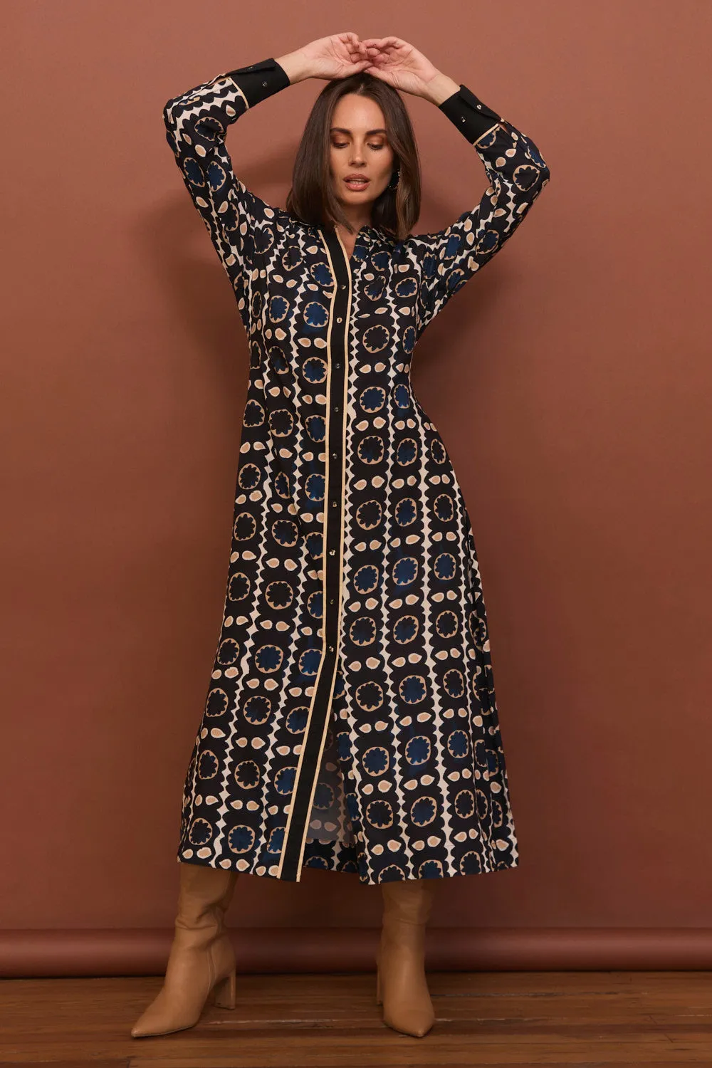 One Step Look Gracie Collared Dress in Athena