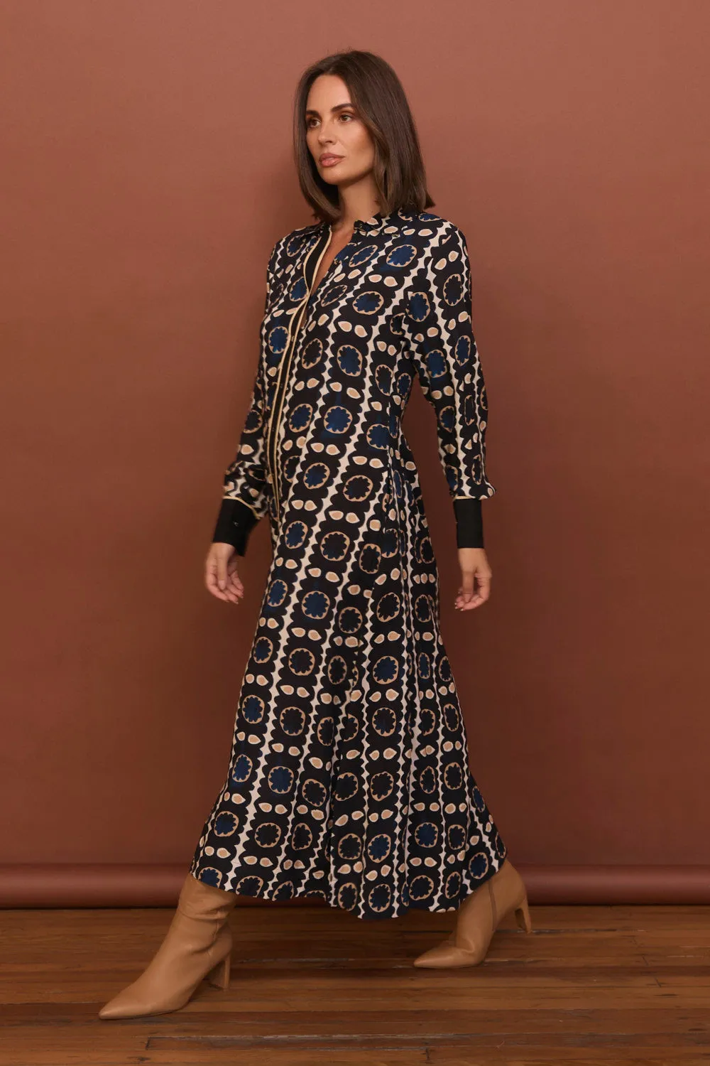 Gracie Collared Dress in Athena Low Maintenance Feminine Elegance