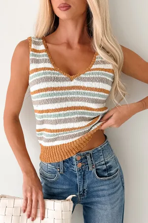 Tele - operated Sail Away Stripe Knit Tank Top (Taupe Combo)