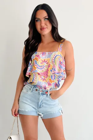 deterrence Braelynn Tiered Paisley Print Tank Top (Multi)