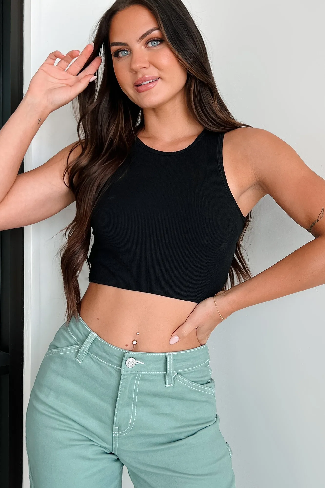 Aftershock Ribbed Brami Top (Black) Non Restrictive Cut purchase