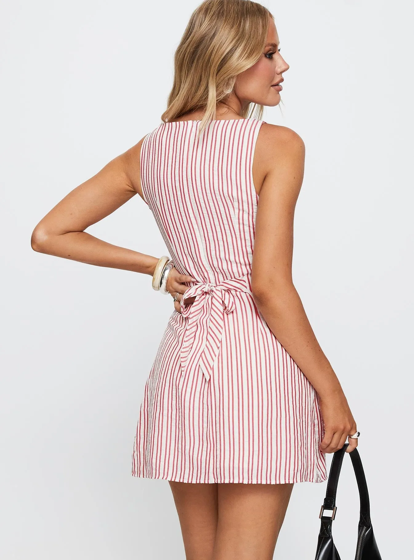 Casual stylish short dress Alfalfa Shift Mini Dress Red Stripe