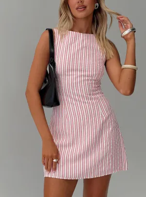 Beat Light Alfalfa Shift Mini Dress Red Stripe