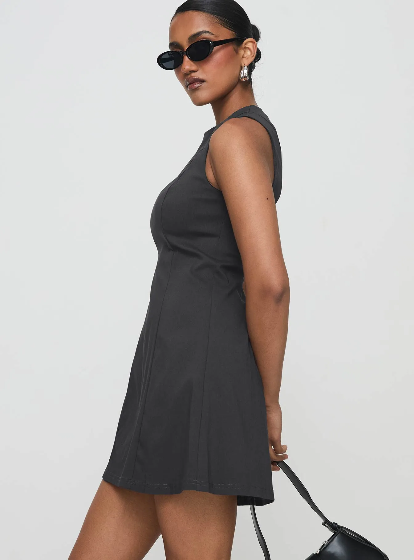 Geraldine Mini Dress Grey Timeless Chic