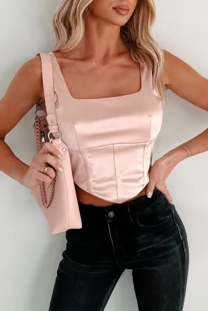 Full Roster Satin Crop Top (Blush) Adjustable Interior Athletic Cut