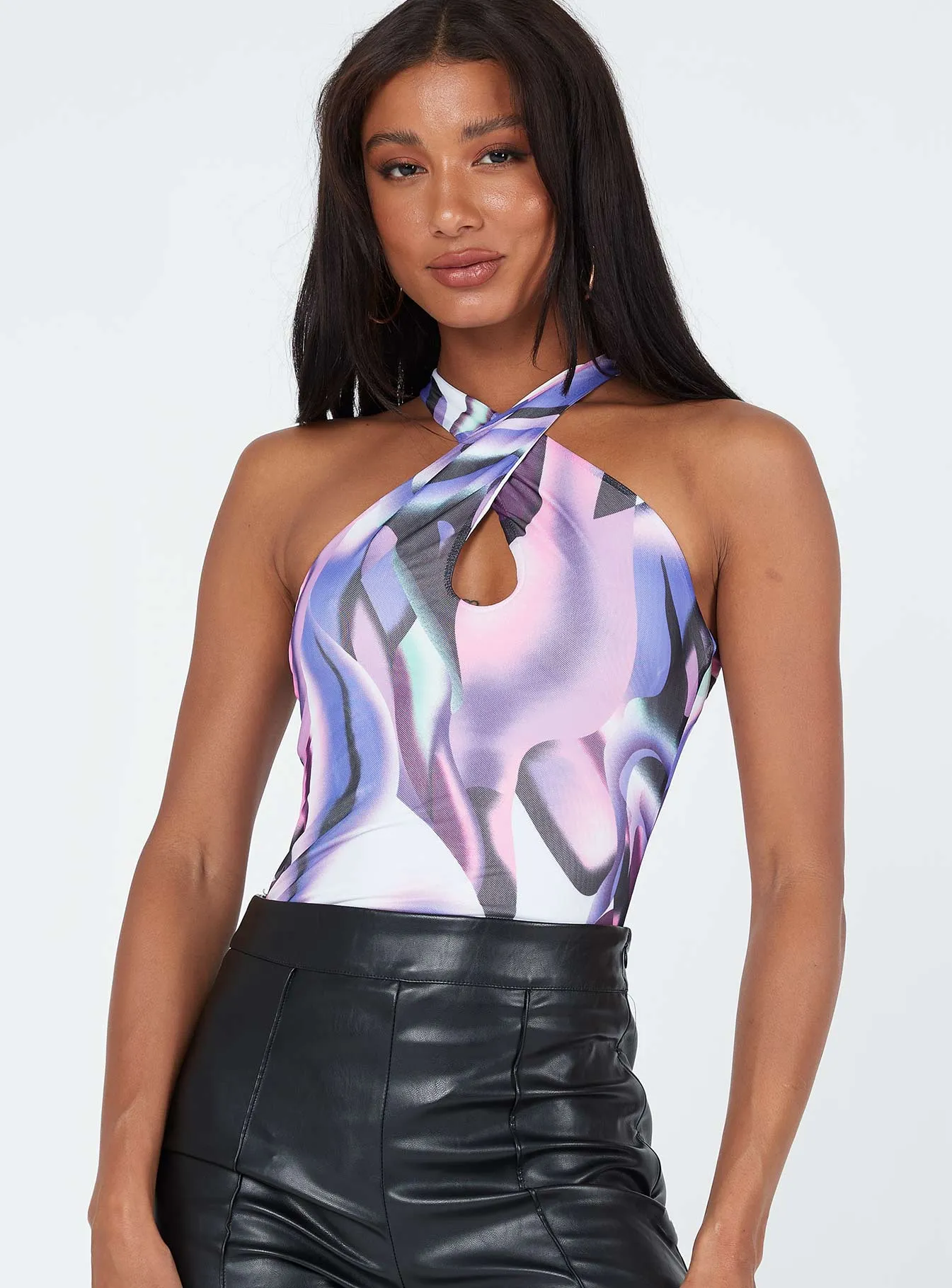 Fine Casual Aubrie Bodysuit Purple Multi