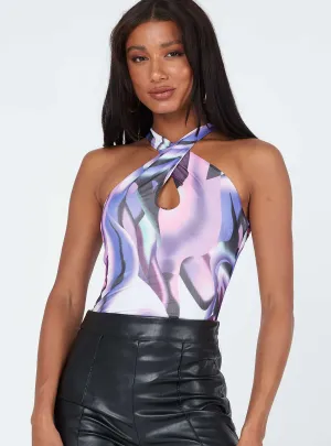 Fine Casual Aubrie Bodysuit Purple Multi