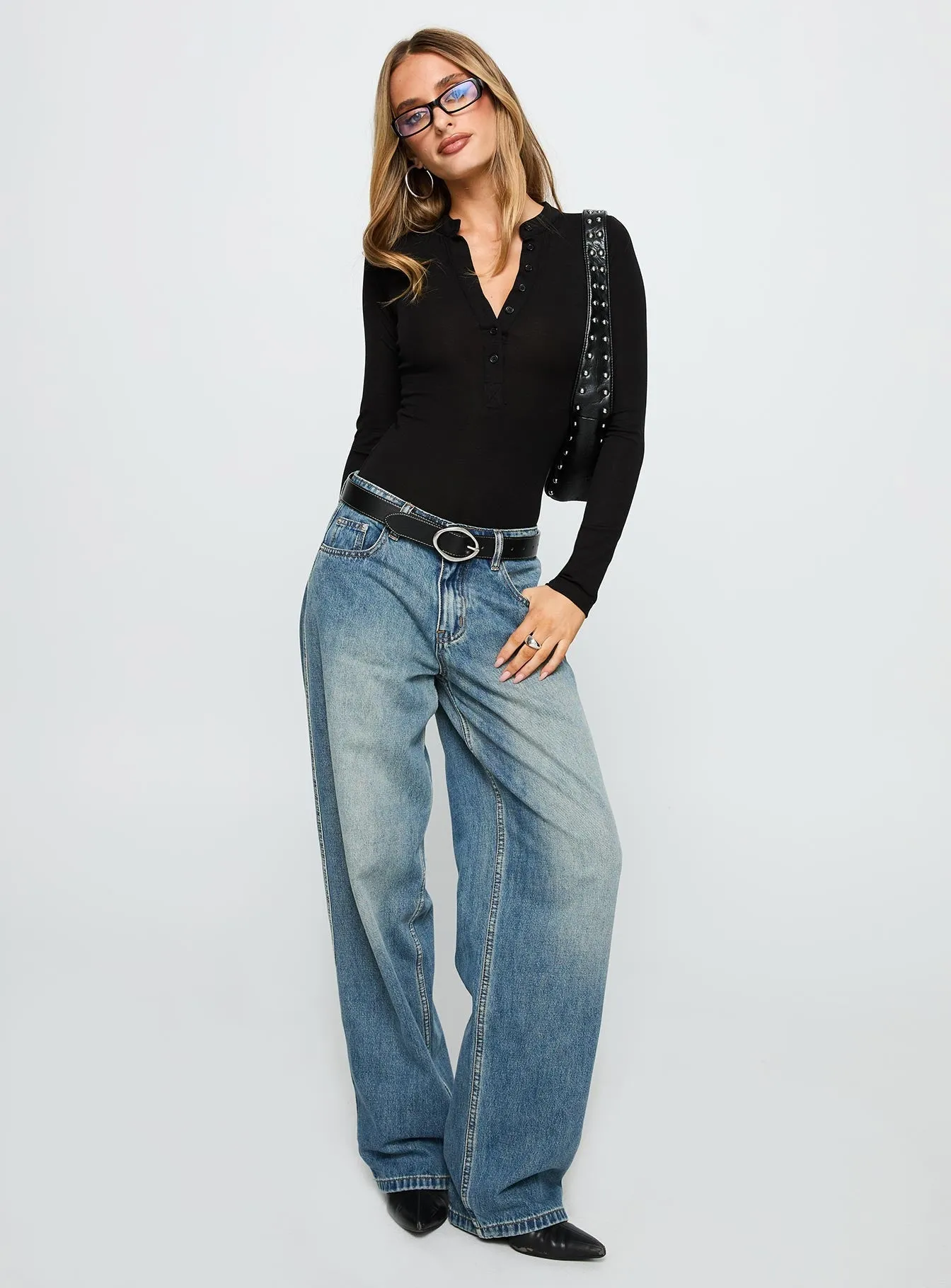 Party Soft Kandis Long Sleeve Bodysuit Black