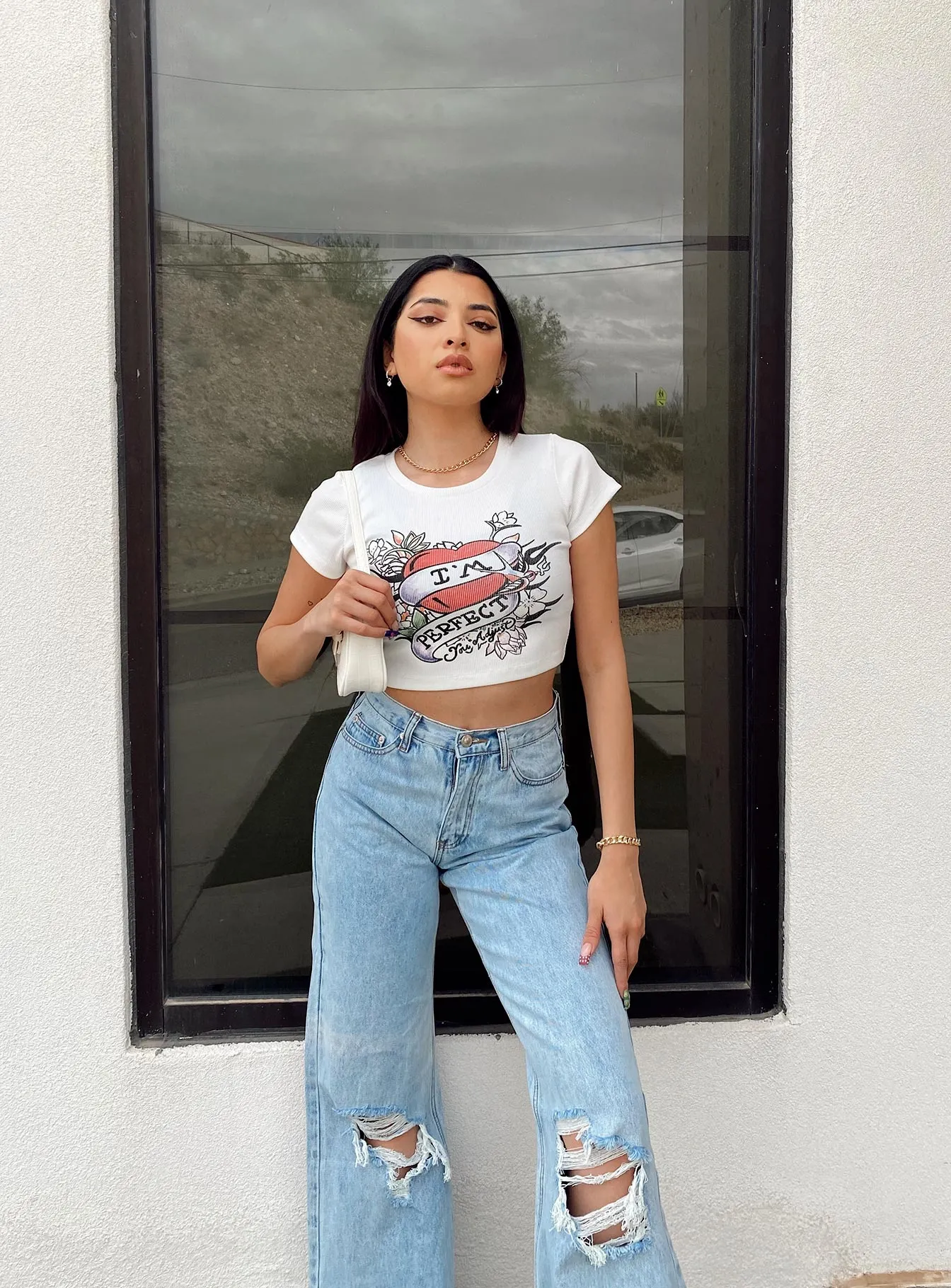 Chic and Cozy Playful Prints You Adjust Tee White