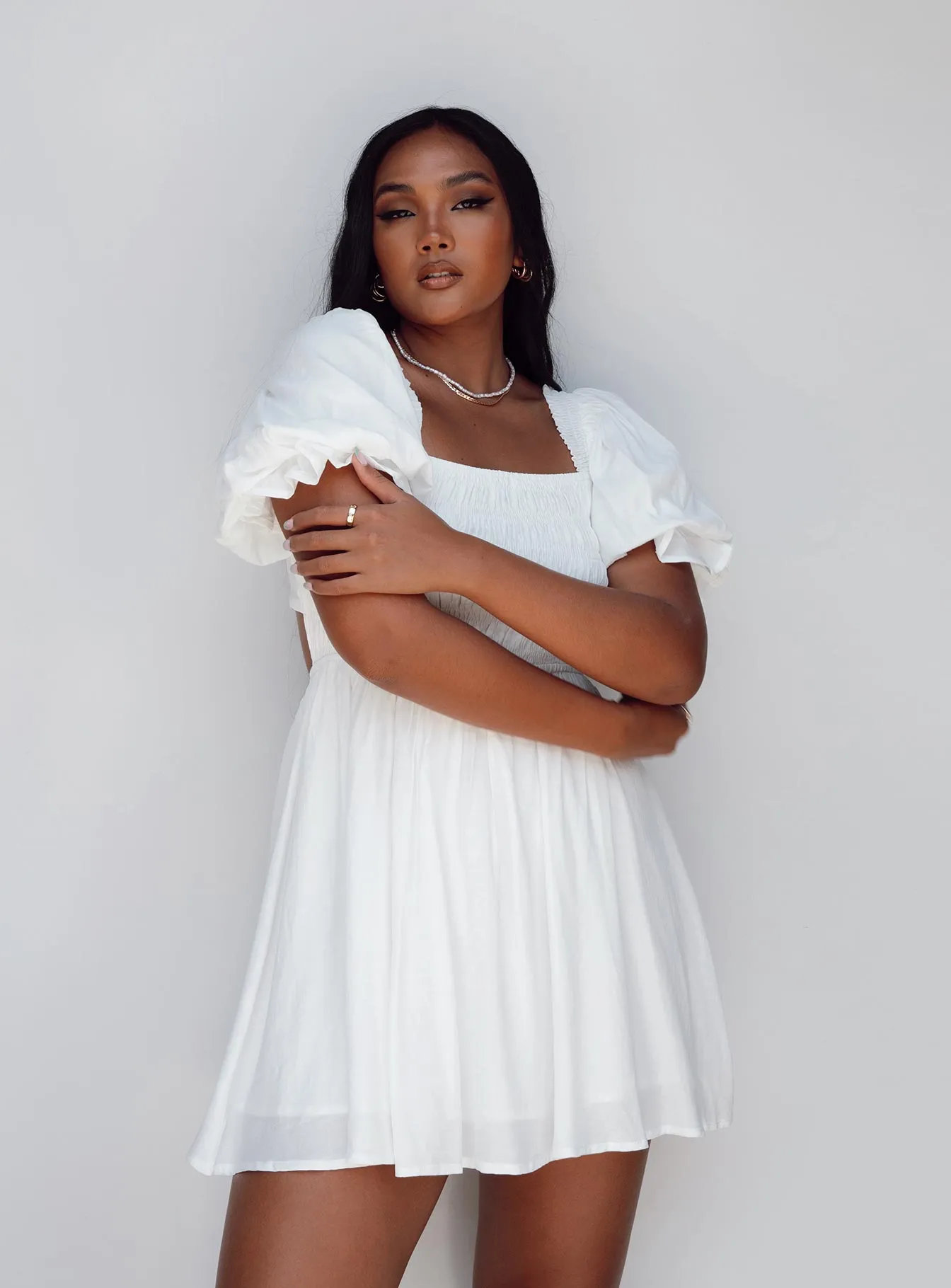 Dani Mini Dress White Classic cute short dress Casual yet chic piece
