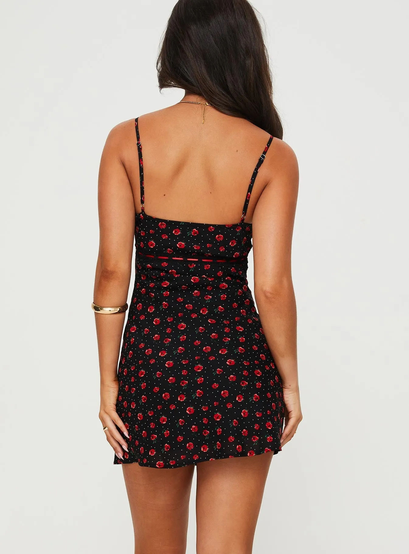 Karena Mini Dress Black / Red Floral On The Go Look Night Rush