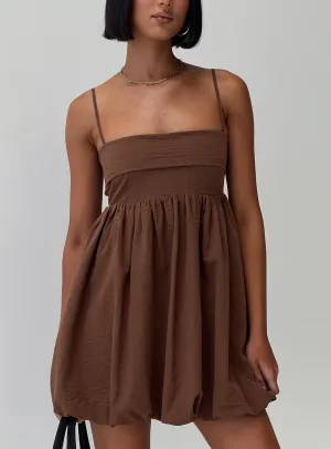 Layken Bubble Hem Mini Dress Chocolate Petite Party Snap