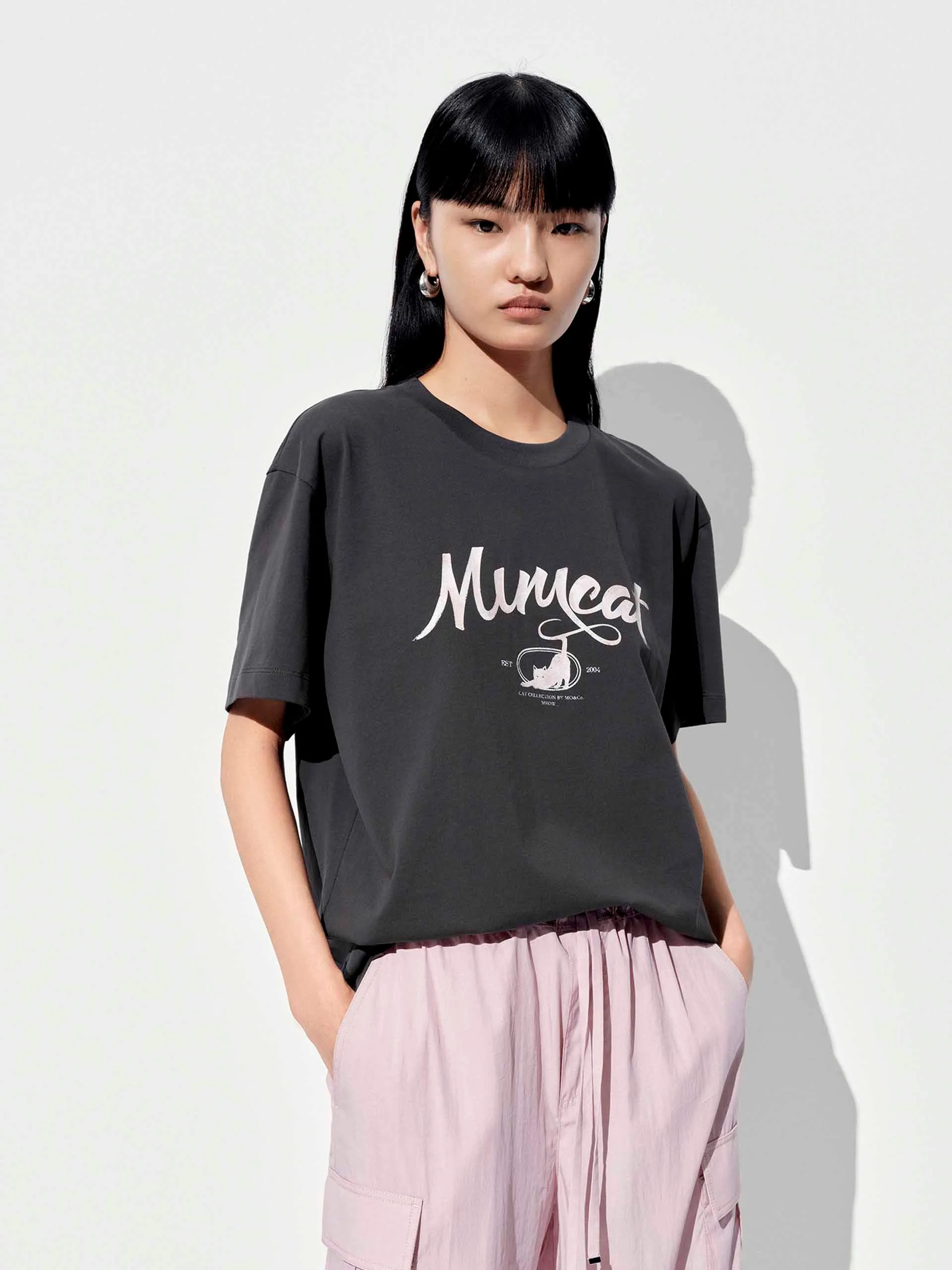 easygoing look Letter Print Cotton T-shirt