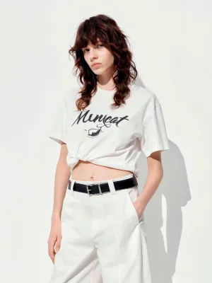Stretchable Fabric Letter Print Cotton T-shirt