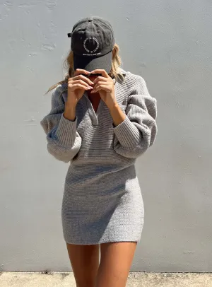 Quinten Sweater Mini Dress Grey Floral Fit Boho chic