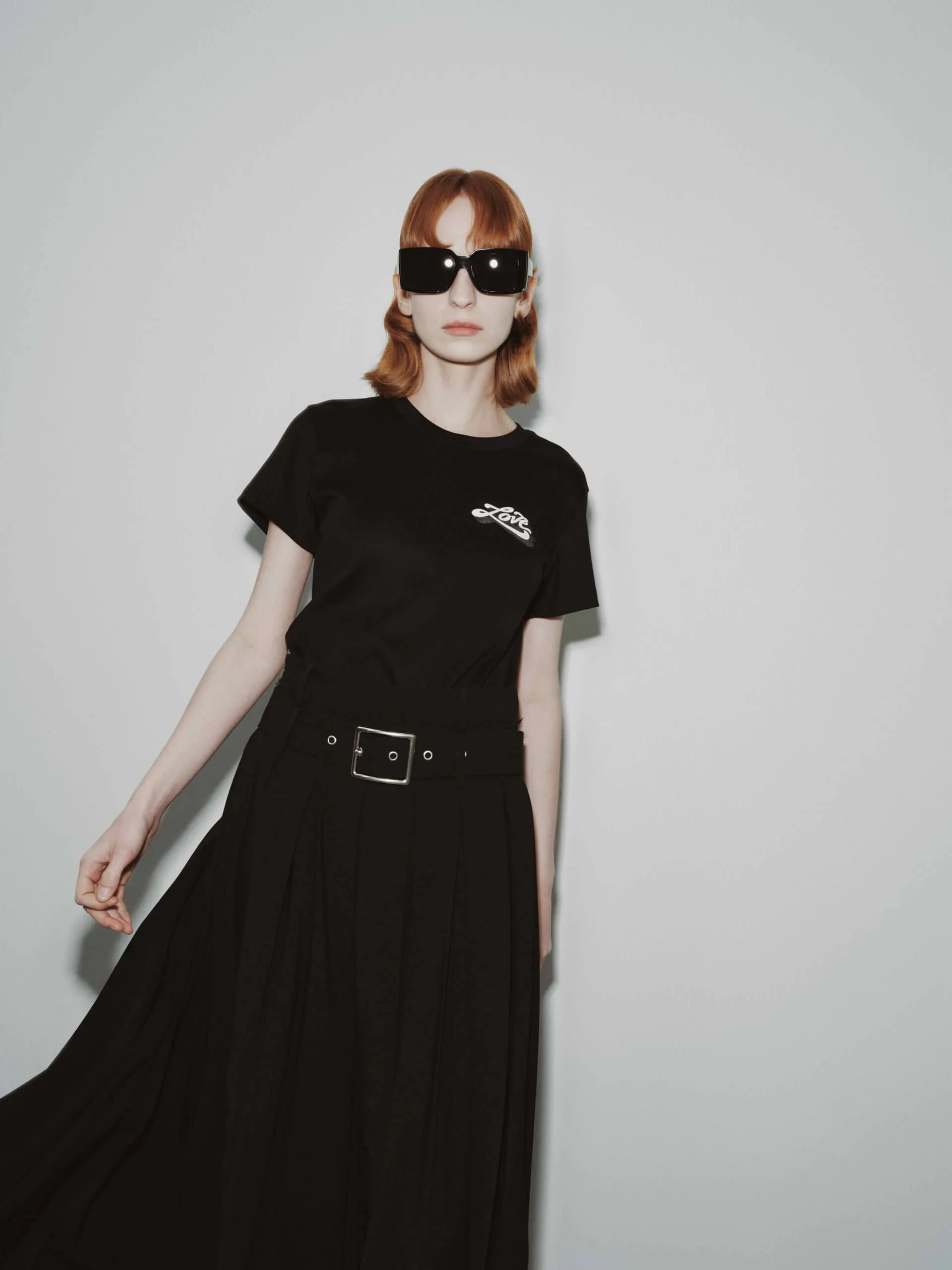 Cotton Love Print T-shirt Layered Sleeve Construction