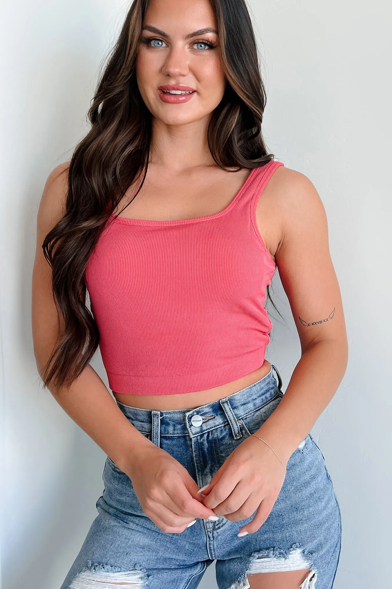 Simply Stated Ribbed Brami Crop Top (Berry) cylindrical shape Stationary