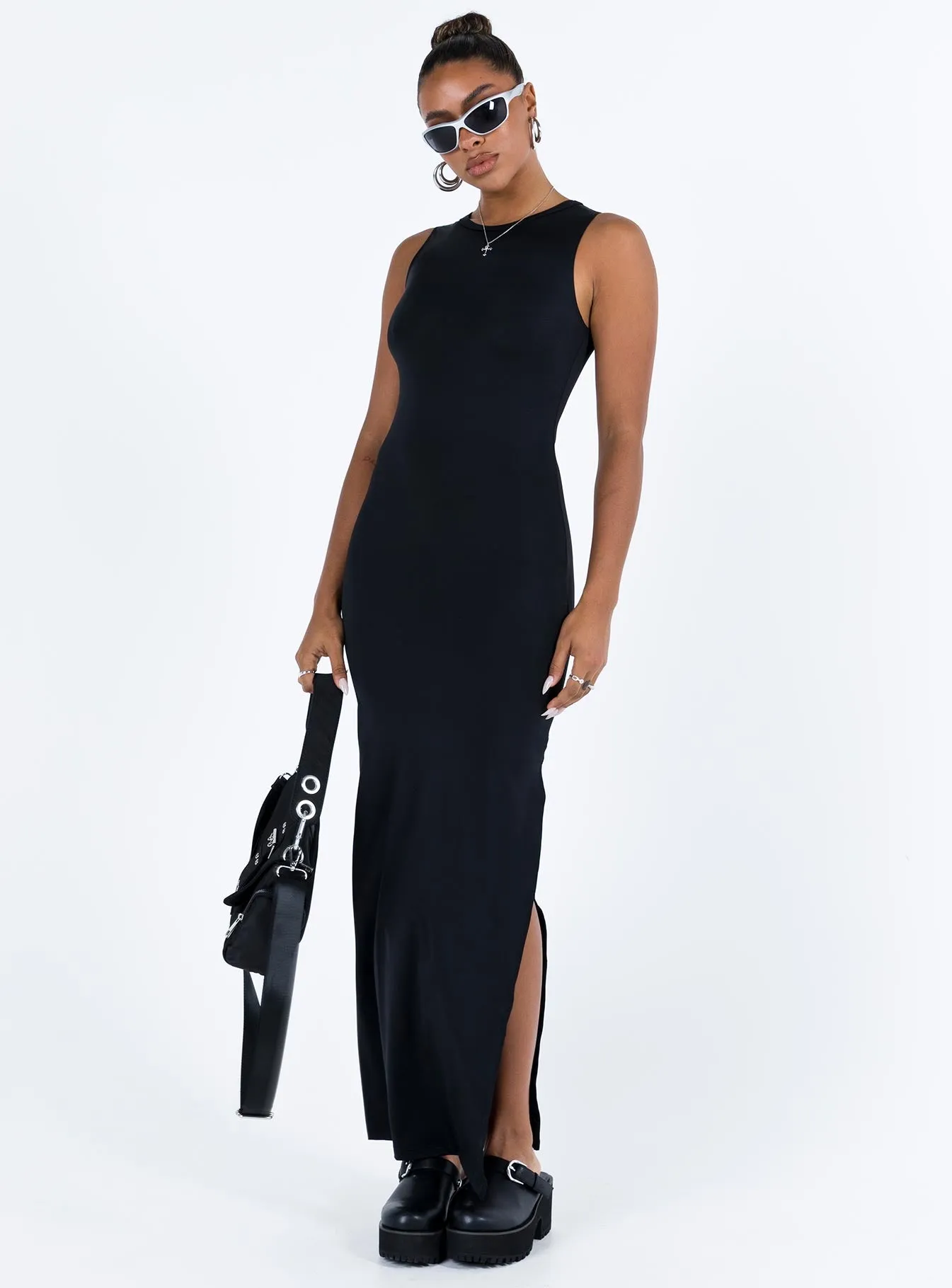 Bena Maxi Dress Black Yellow Sun
