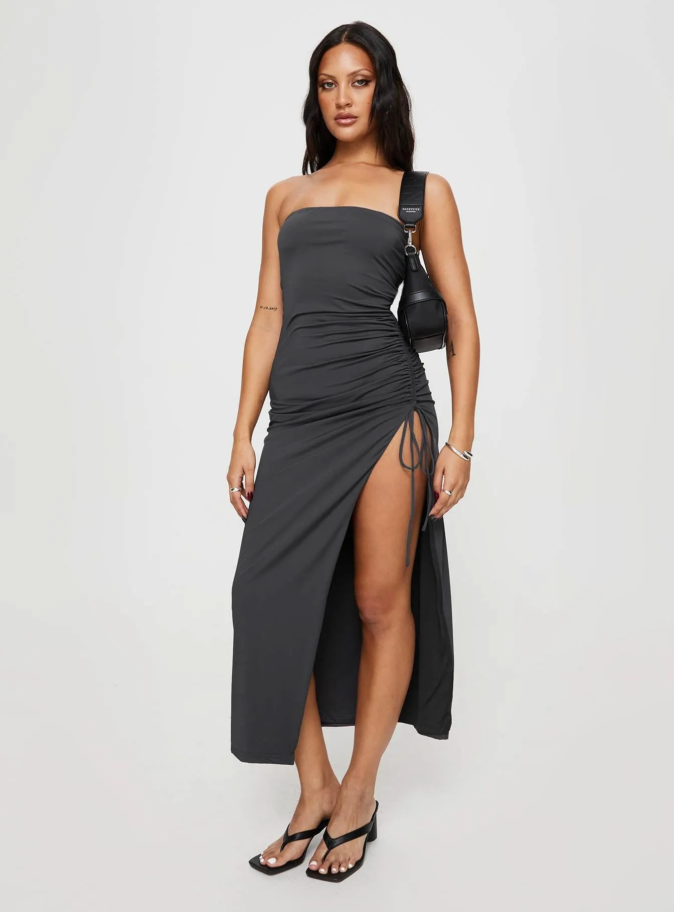 Caprani Maxi Dress Grey Relaxed fit summer gown