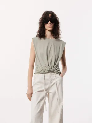 Front Knot Sleeveless T-shirt Versatile and Comfortable Moisture Management Fabric