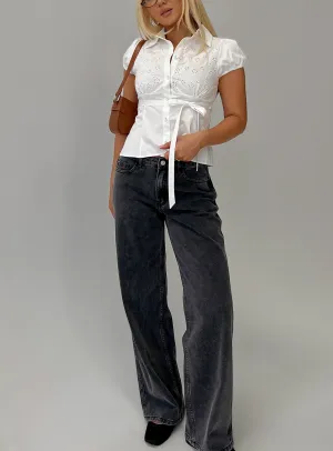 Layered Knee Panels Maryanne Mid Rise Relaxed Jeans Washed Grey