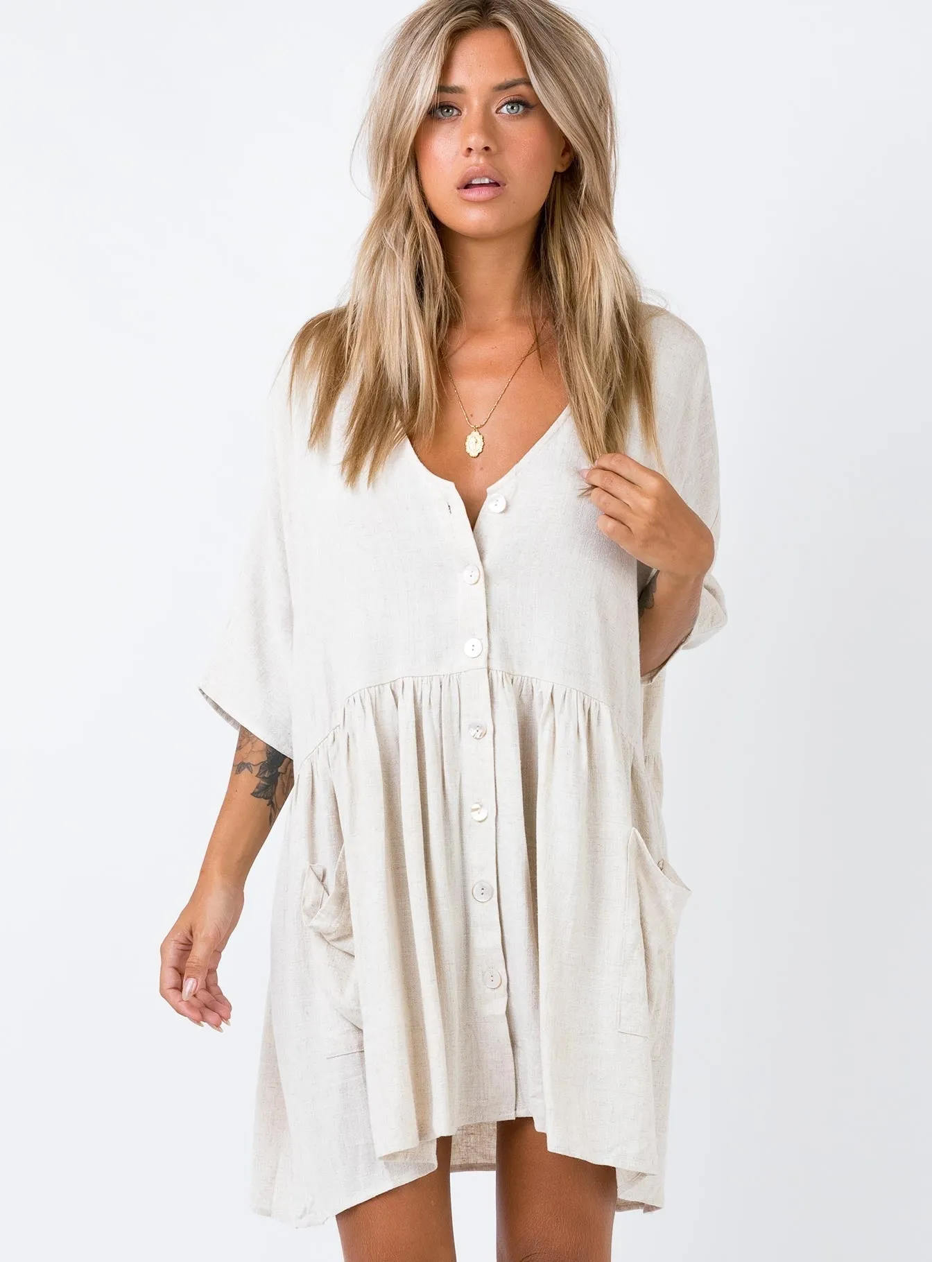 The Sandy Mini Dress Natural Lower Impact Self Spice Party Proof