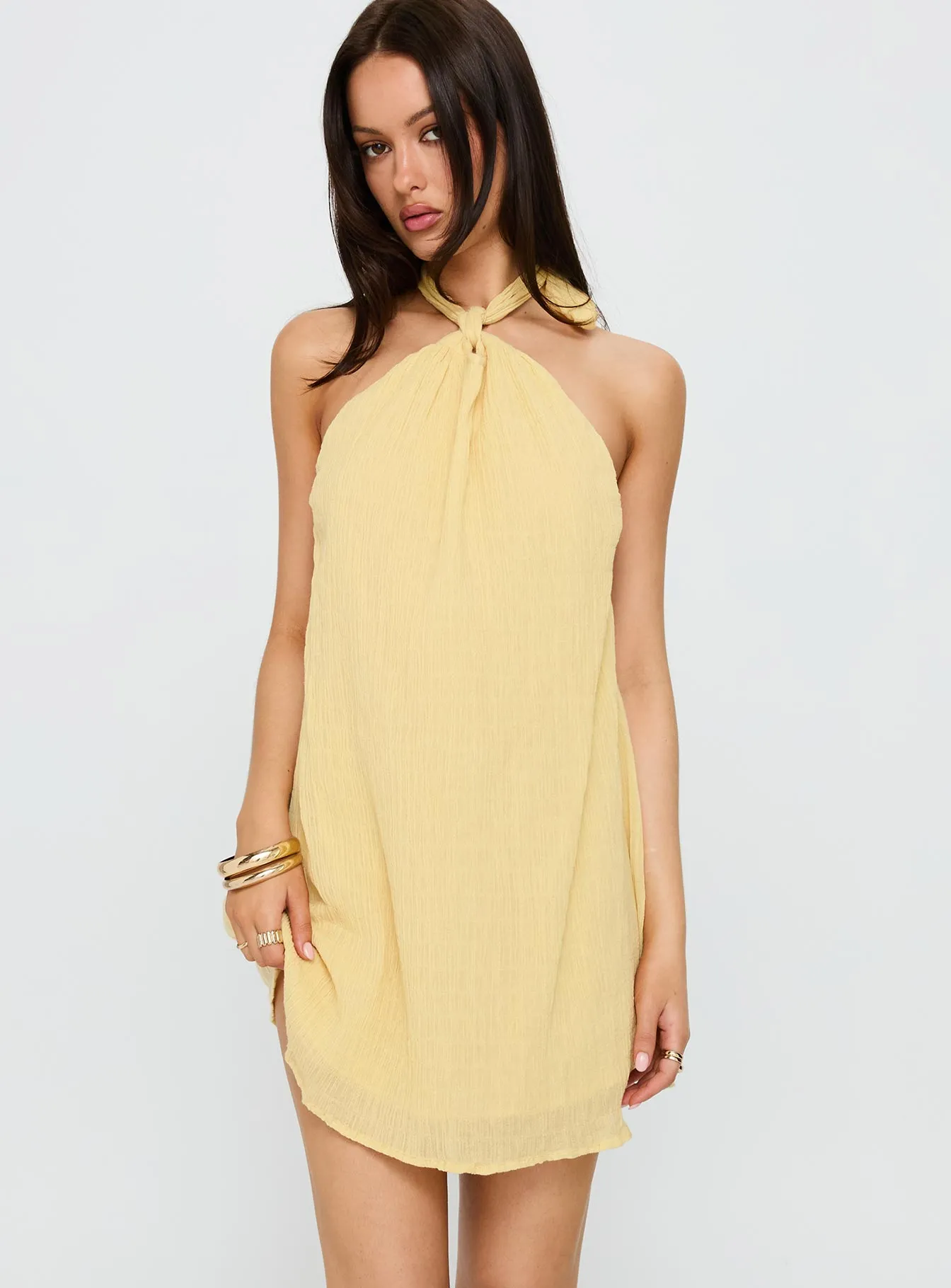 Energy Wear Kaiko Halter Mini Dress Yellow