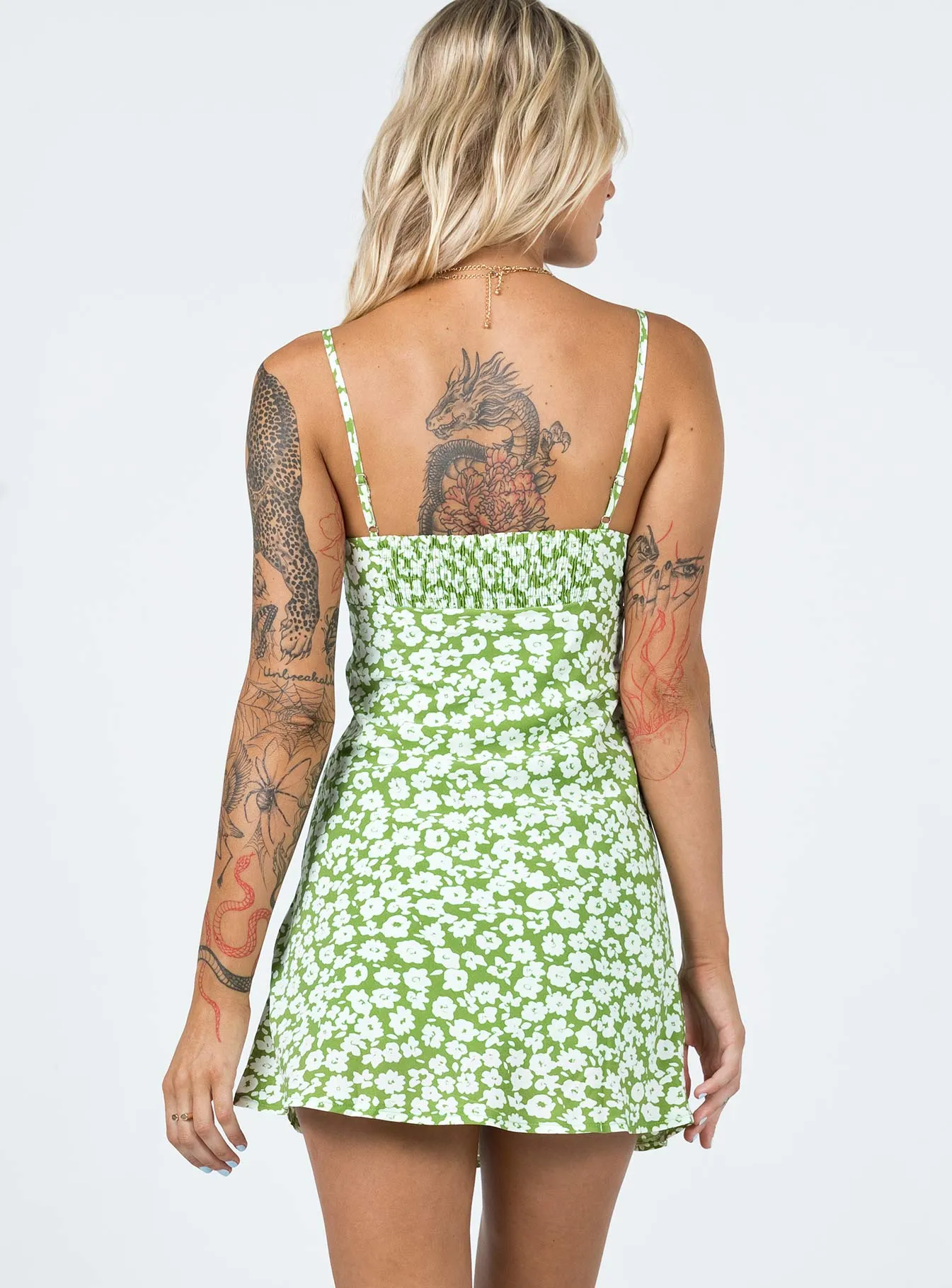 Lightweight and airy mini Tasmin Mini Dress Green Floral